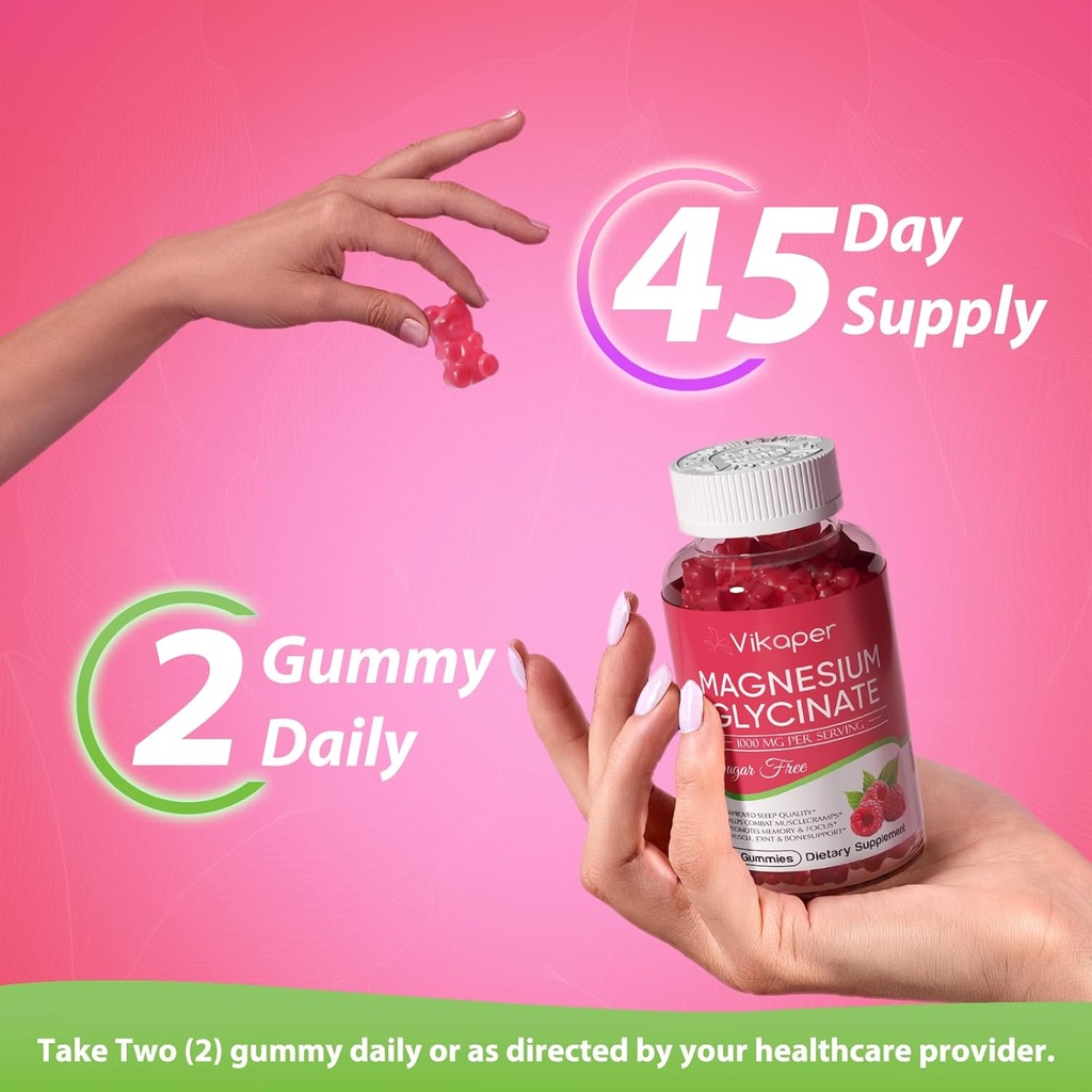 Magnesium Glycinate Gummies Sugar Free,Magnesium Potassium Supplement with Vitamin D3,B6 to Sleep,Stress,Muscle Relief,Nerve Health Support for Adults,180 Raspberry Flavor Gummy 6