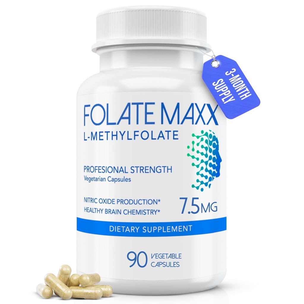 L Methylfolate 7.5mg, 90 Capsules – Doctor Formulated Methyl Folate Supplement for Women & Men – High Potency 5-MTHF for Energy, Mood & Focus – Non-GMO, Gluten-Free (3-Month Supply)