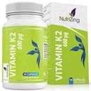 NutriZing K2 Vitamin Supplement MK-7 - High Strength 600mcg - Supports Bone & Arterial Health - 90 Vegan Capsules - Vitamin K2 for Men & Women - 3 Month Supply