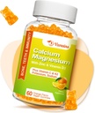 High Absorption Calcium Gummies, Sugar Free Calcium Magnesium Supplement with Potassium Vitamin D3 for Men and Women - Vegan, Orange Flavor 60 Cts