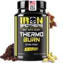 Iron Brothers Stimulant Free Fat Burner – Non Stim Thermogenic Metabolism Booster – Acetyl L-Carnitine, Grains of Paradise & Forskolin – Caffeine Free Weight Loss Support – 60 Capsules