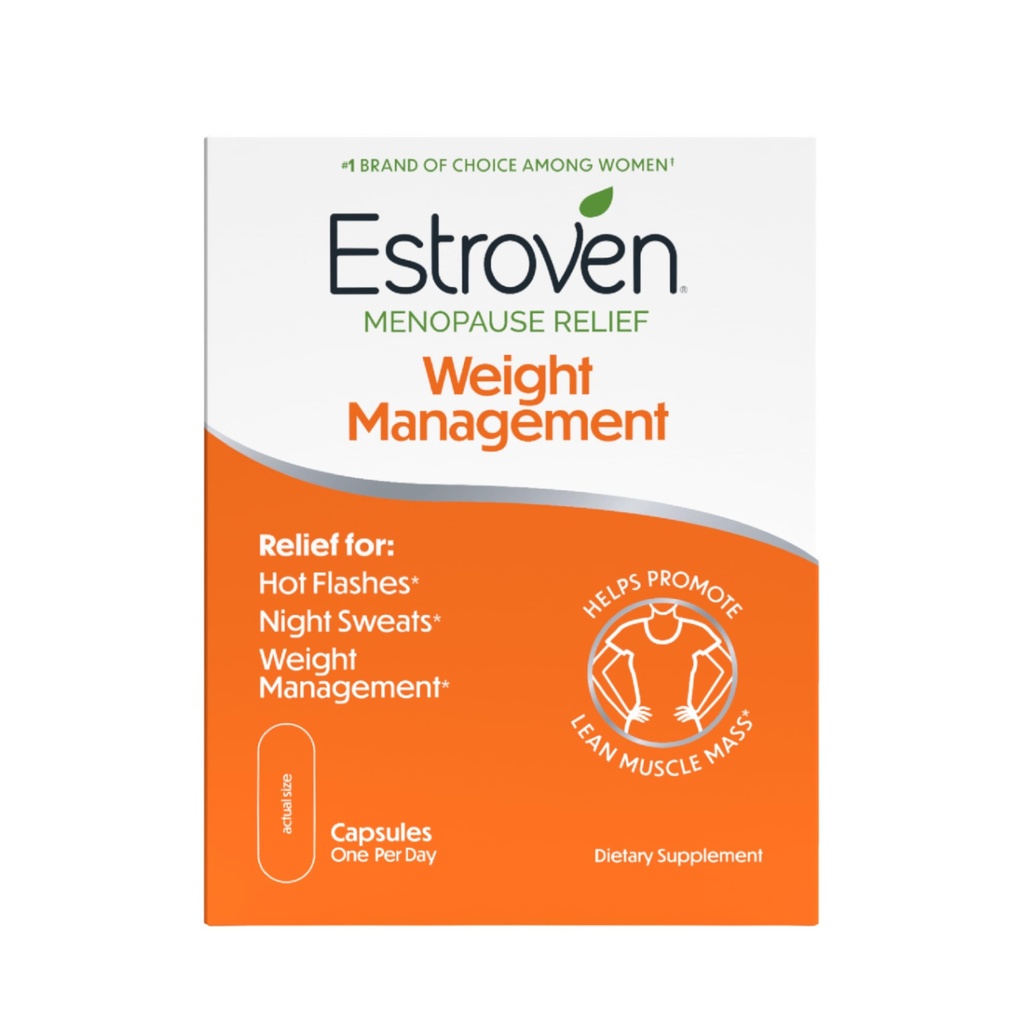 Estroven Weight Management for Menopause Relief - 30 Ct. - Clinically Proven Ingredients Help Manage Weight, Provide Night Sweats & Hot Flash Relief* Drug-Free & Gluten-Free Caplets