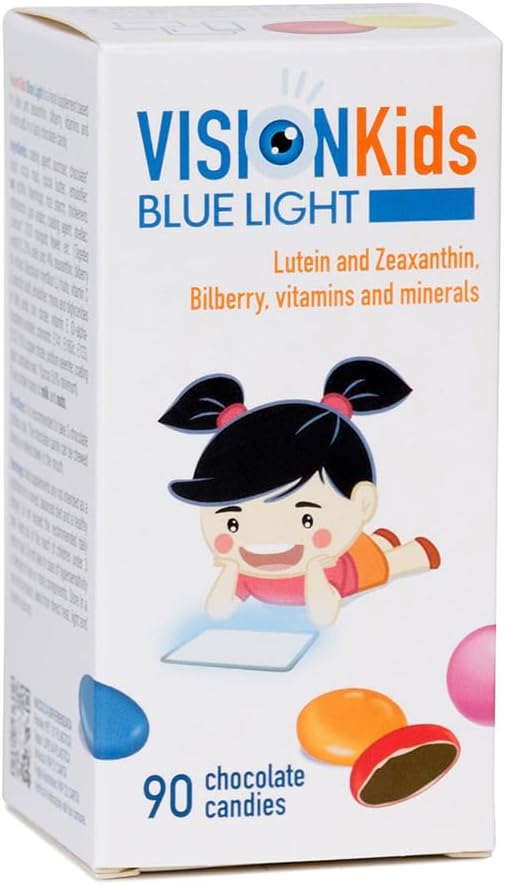 OMEGOR Lutein and Zeaxanthin Supplement for Kids Eyes (60 Chocolate Dragèes) - Vision Kids Blue Light Eyesight Supplement for Retina Protection
