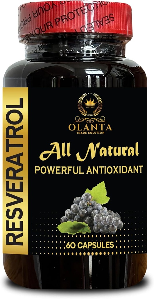 RESVERATROL Extract - Energy and Vitality Boost, Immunity Booster, Natural antioxidants, Sugar-Free Energy Supplements, Antioxidant for Healthy Aging - 1 Bottle 60 Capsules