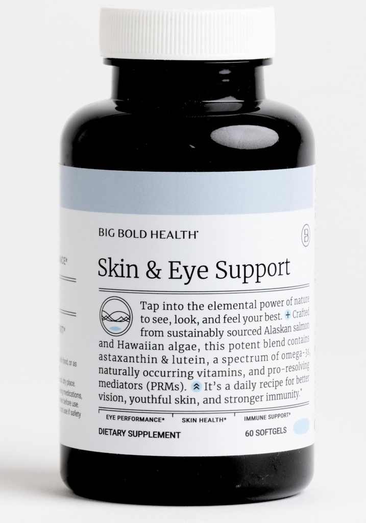 BIG BOLD HEALTH Skin & Eye Support - Omega-3 Complex with Alaskan Salmon Oil, DHA, Astaxanthin & Lutein for Healthy Eyes & Skin - 60 Softgels