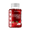 Vitamatic Vitamin B Complex Gummies with Vitamin C & Inositol - Natural Strawberry Flavor - 60 Gummies (1 Bottle)