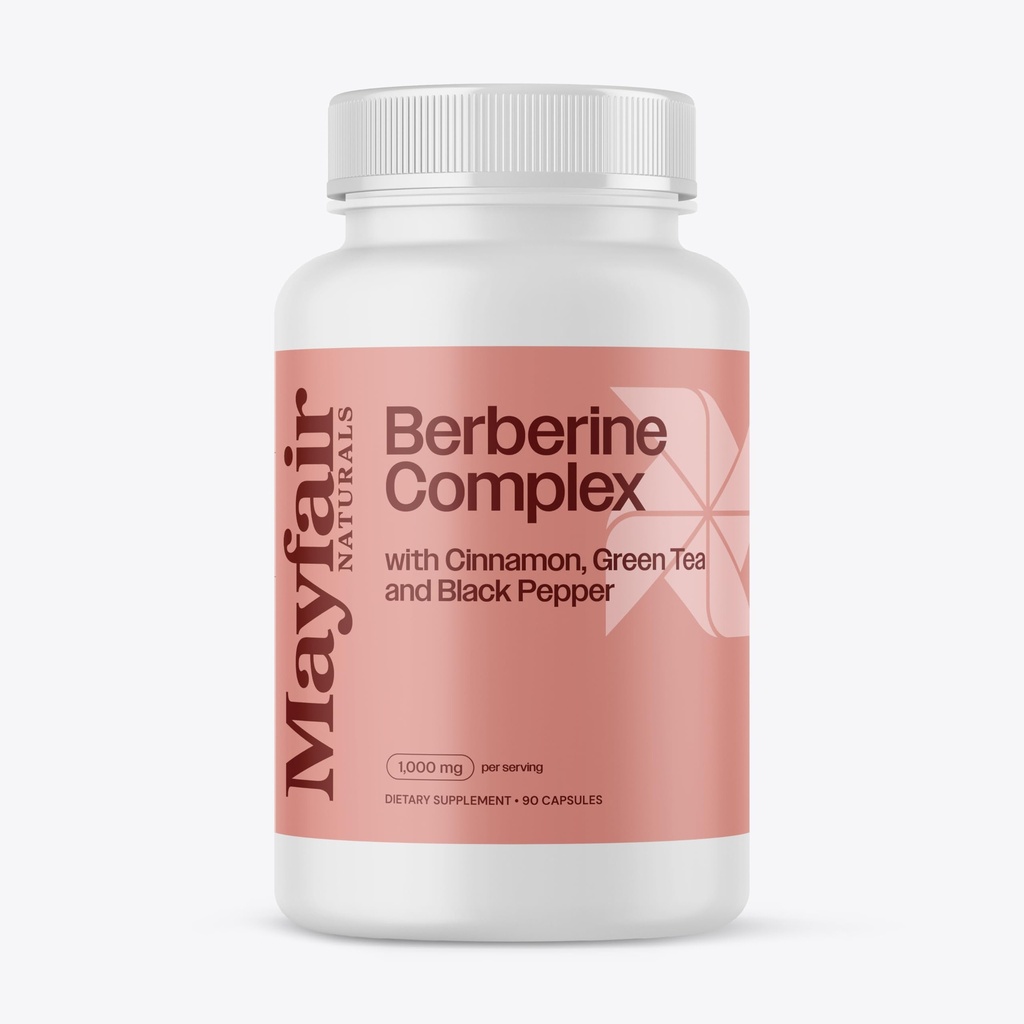 Berberine Complex Supplement, with Cinnamon, Green Tea, and Black Pepper 90 Capsules