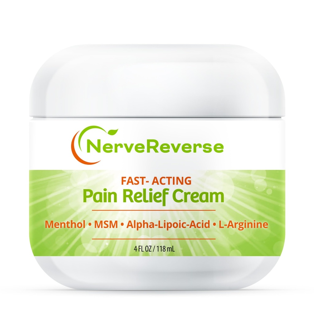 NerveReverse - Neuropathy Pain Relief Cream for feet, Hands, Legs Toes. Large 4 OZ. JAR. Fast-Acting, Maximum Strength Cream with 4% Menthol, MSM, L-Carnitine, L-Arginine, Vitamin E, Vitamin B6