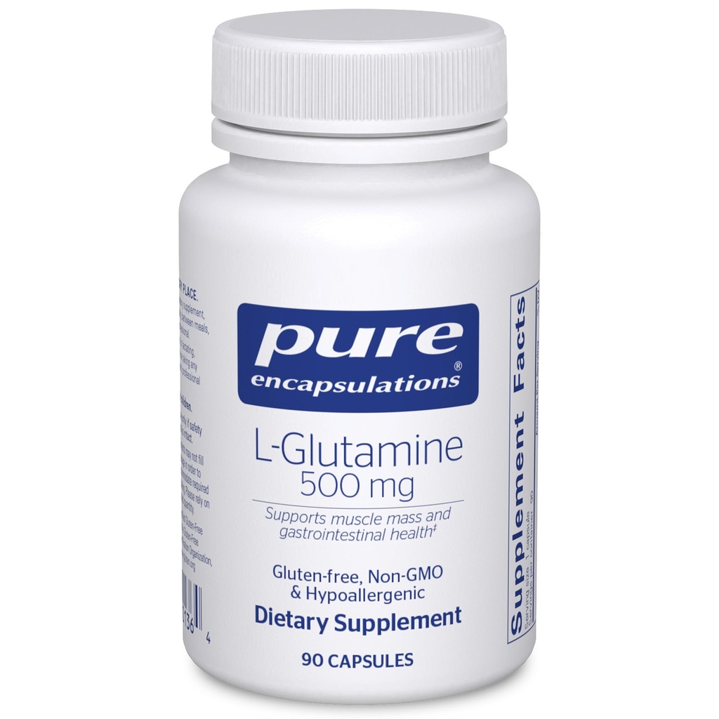 Pure Encapsulations L-Glutamine 500 mg - Supplement for Immune and Digestive Support, Gut Health and Lining, Metabolism, and Muscle Support* - with Free-Form L-Glutamine - 90 Capsules