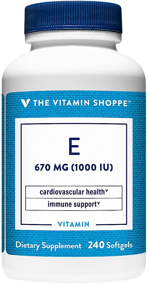 The Vitamin Shoppe Vitamin E 1,000IU - Natural Source, Supports Healthy Cardiovascular System, Immune Health & Eye Health - Once Daily (240 Softgels)