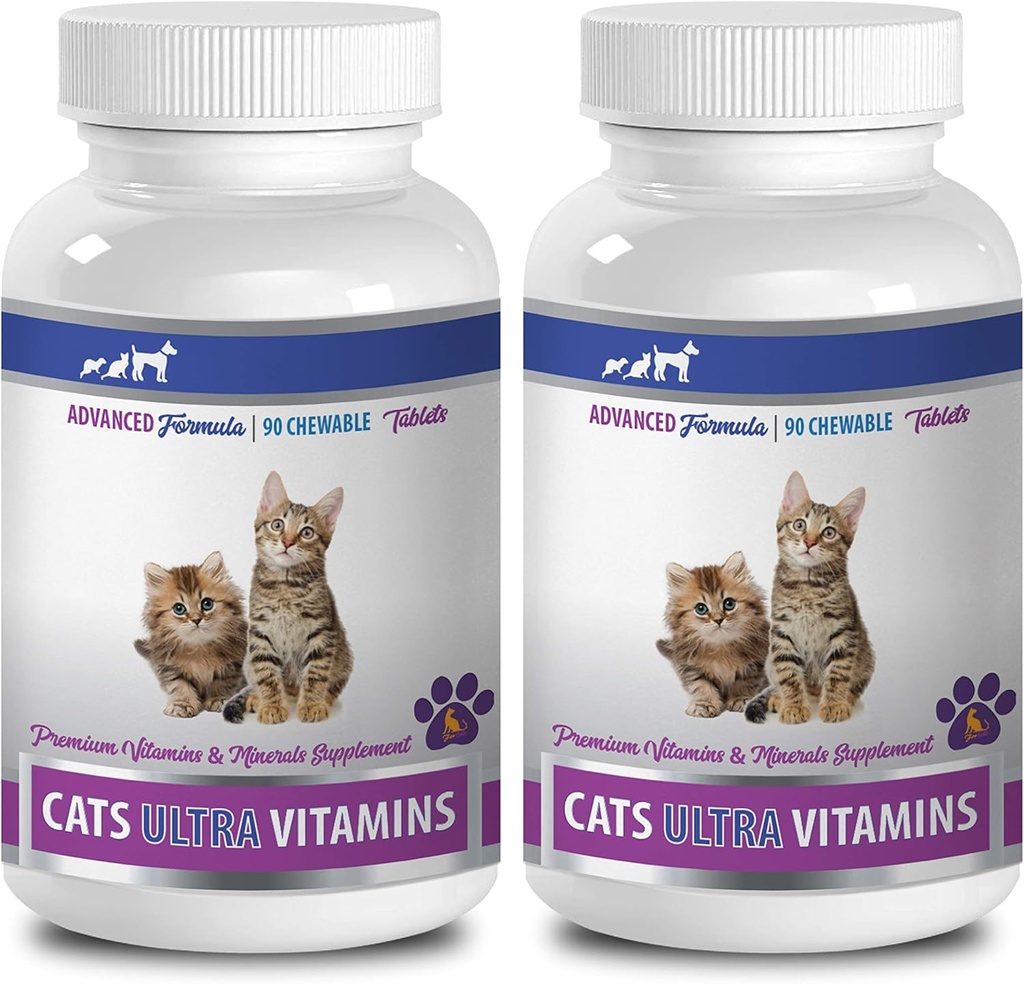 Vitamins for Cats Senior Cats - Ultra Vitamins for Cats - Healthy Minerals and Vitamins Formula - Chews - cat Calcium - 2 Bottles (180 Treats)