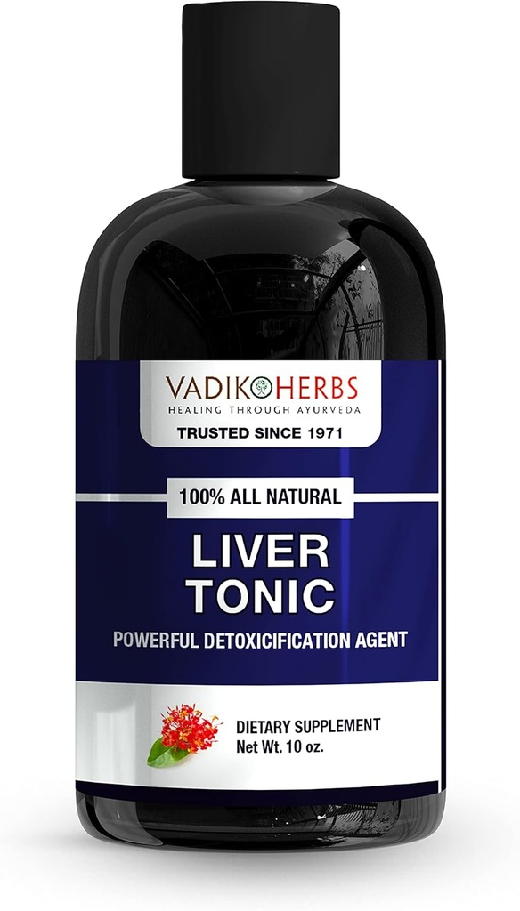 Liver Tonic by Vadik Herbs | Ayurvedic Liquid Drink for Healthy Liver Care (10oz) | Ships from California, USA ~ Tested and Imported for Safety and Purity ~ Trusted Brand Since 1971