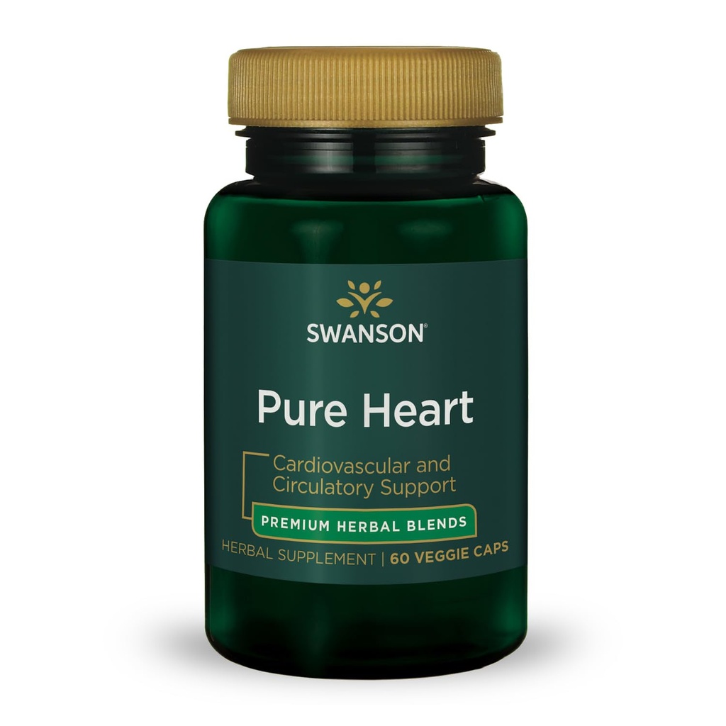Swanson Pure Heart Cardiovascular Circulatory Health Antioxidant Resveratrol Blood Pressure Cholesterol Support Herbal Supplement 60 Veggie Capsules (Veg Caps) Vegan