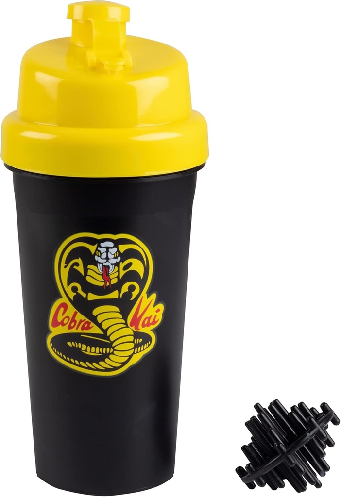 Karate Kid Cobra Kai 25oz Shaker Bottle w/Blender Mixer Ball - Drink Measurements, Fliptop, Leakproof Screw Lid- Blend Protein Powder, Sports Drinks, Shakes, Smoothies - Officially Licensed