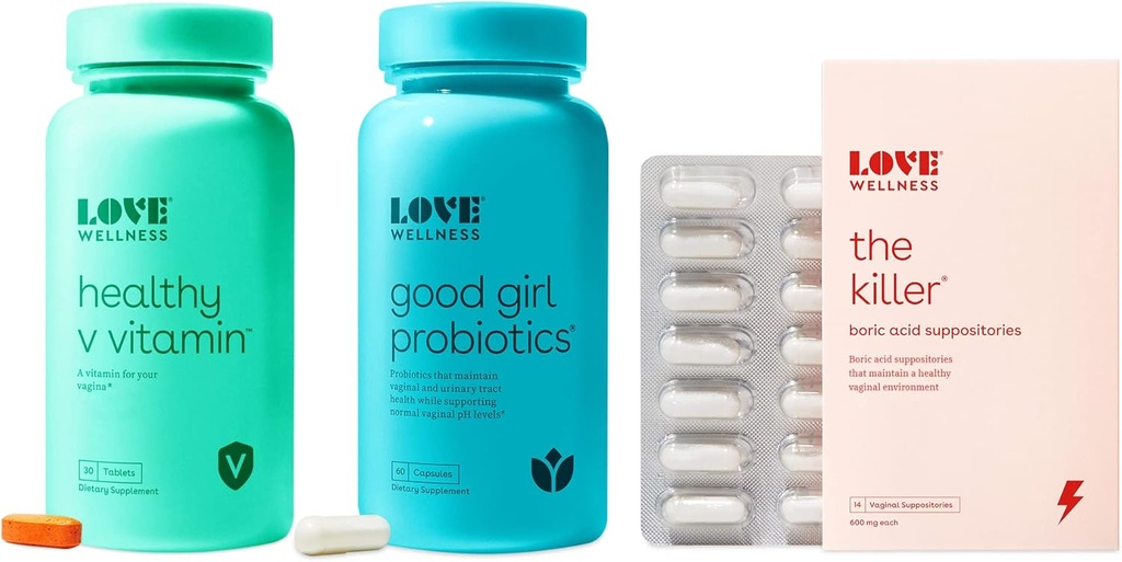 Love Wellness The Killer, Good Girl Probiotics & Healthy V Vitamin | Triple Threat Vaginal Suppository Kit | Fast-Acting Vitamins & Suppositories for Vaginal Health - Helps Support Healthy Odor & pH