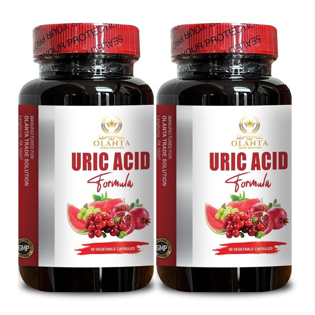 URIC Acid - Urinary Tract Support, Advanced Herbal Formula, Tart Cherry, Celery Extract, Turmeric, Uric Acid Balance, Joint Health - 2 Bottles 120 Capsules