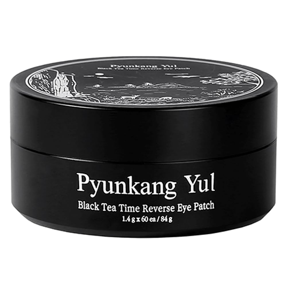 Pyunkang Yul PKY Black Tea Time Reverse Eye Patch for Anti-Aging, Deep Nourishing with Low-Molecular Collagen, Dark Circles & Fine Line Care with Kombucha, Korean Skincare (30 Pairs)