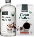 Natural Force Organic Ground Clean Coffee + Organic MCT Oil Bundle – 100% Pure Coconut MCTs & Mold & Mycotoxin Free Coffee – Non-GMO, Keto, Paleo, and Vegan - 10 Oz Bag and 32 Oz Glass Bottle