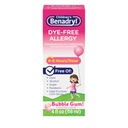 Children's Benadryl Dye-Free Allergy Relief Liquid + 12.5 mg Diphenhydramine HCl, Antihistamine Allergy Medicine for Kids Helps Relieve Runny Nose & Sneezing, Bubble Gum Flavor, 4 fl. oz