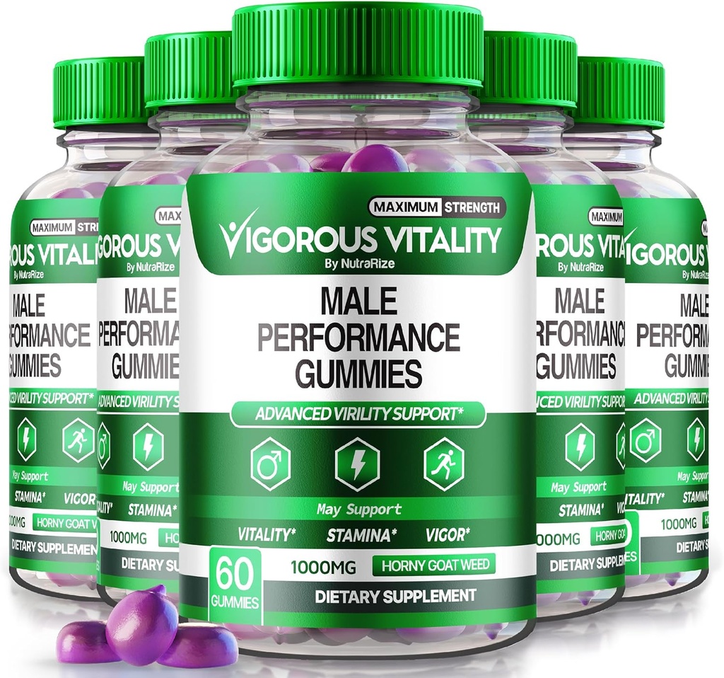 NutraRize (5 Pack) Vigorous Vitality Gummies, Vigorous Vitality Male Enhancement Gummies, Increased Confidence and Stamina Vitality Gummy, Horny Goat Weed for Men Gomitas Enchantment (300 Gummies)