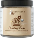 kin+kind Healthy Calm Supplement for Dogs & Cats - Vet Formulated Natural Formula with Organic Chamomile, Thyme, Apple Pomace, Ginger and Coconut- Made in USA - 4 oz (Medium)
