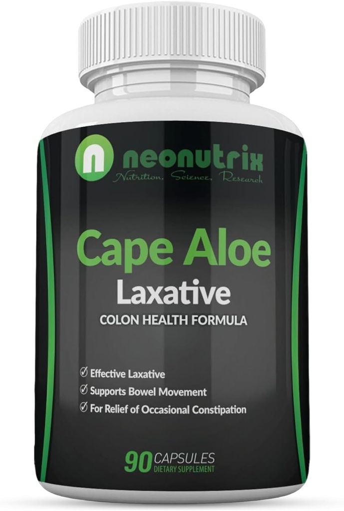 Cape Aloe Natural Laxatives for Constipation Relief- Promotes Healthy Bowel Movement- Supplement for Men & Women - Herbal Detox - 90 Capsules - Made in The USA by Neonutrix