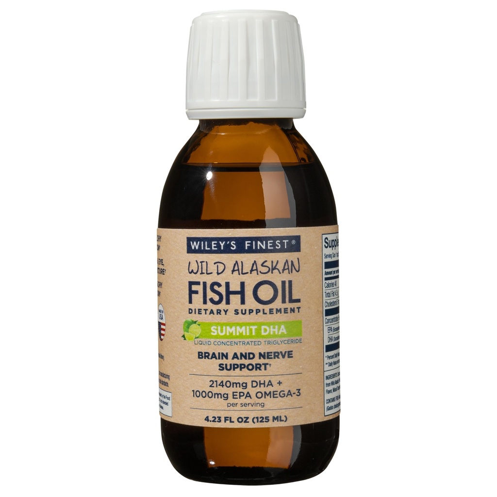 Wiley's Finest Wild Alaskan Fish Oil Summit DHA Liquid - 2140mg of DHA and 460mg of EPA Omega-3s - Citrus Flavored Liquid Supplement - 4.23 Oz (25 Servings)