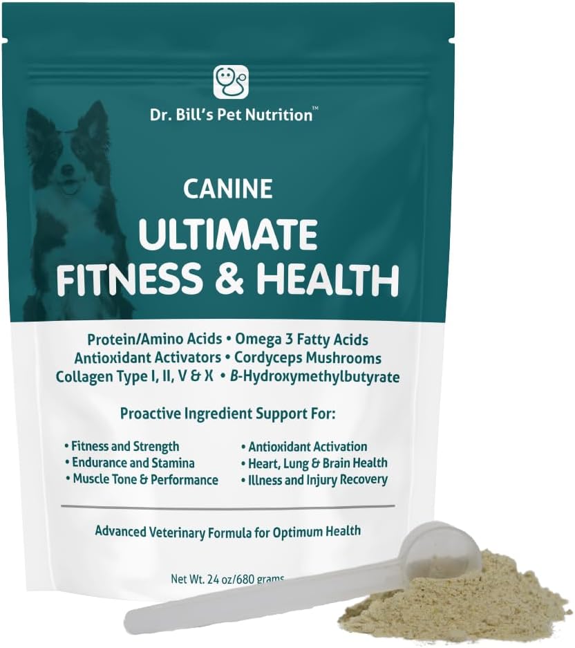 Dr. Bill’s Canine Ultimate Fitness & Health Vitamins for Dogs | Multivitamin for Dogs w/Coenzyme Q-10, Vitamin E, Vitamin D-3, Biotin, Folic Acid, Hyaluronic Acid Dog Vitamins and Supplements 680g