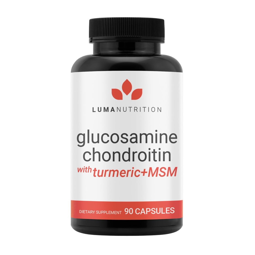 Luma Nutrition Glucosamine Chondroitin MSM - Turmeric, Boswellia - Premium Supplement - for Men and Women - Joint Supplement - 90 Capsules