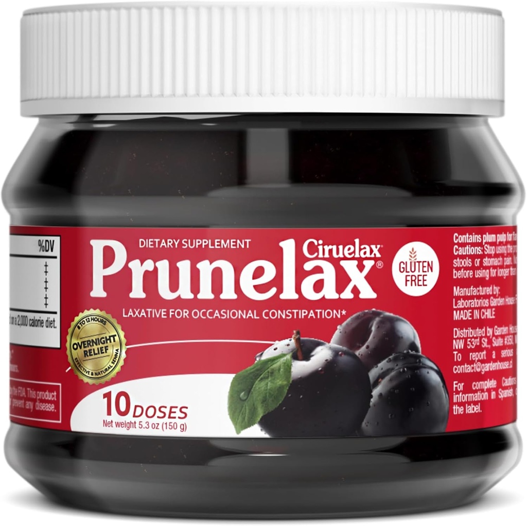 Prunelax Ciruelax Regular Strength Laxative Jam - Gluten-Free Natural-Ingredient Laxative for Occasional Constipation - 5.3 oz