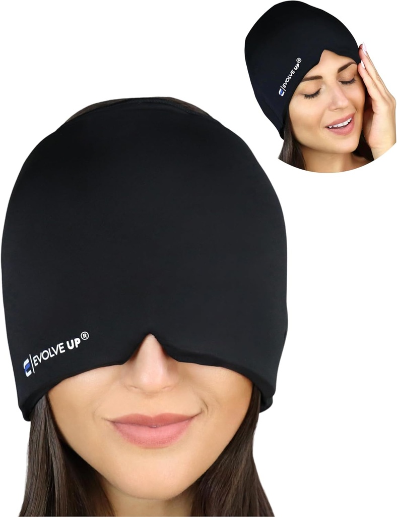 Fast Acting Migraine Relief Cap - Designed for Migraine, Sinus Tension Headache Relief, Double Layer Gel Ice Mask, Therapeutic Migraine Mask - Cold & Hot Compression, One Size Fits All