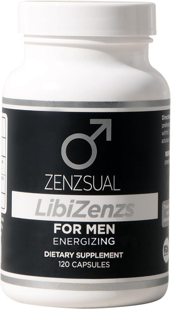 ZENZSUAL LibiZenzs Men - Natural Dietary Supplement Blend with Ginseng, Maca Root, Ashwagandha - Increases Testosterone Levels - Gluten Free (120 Capsules)