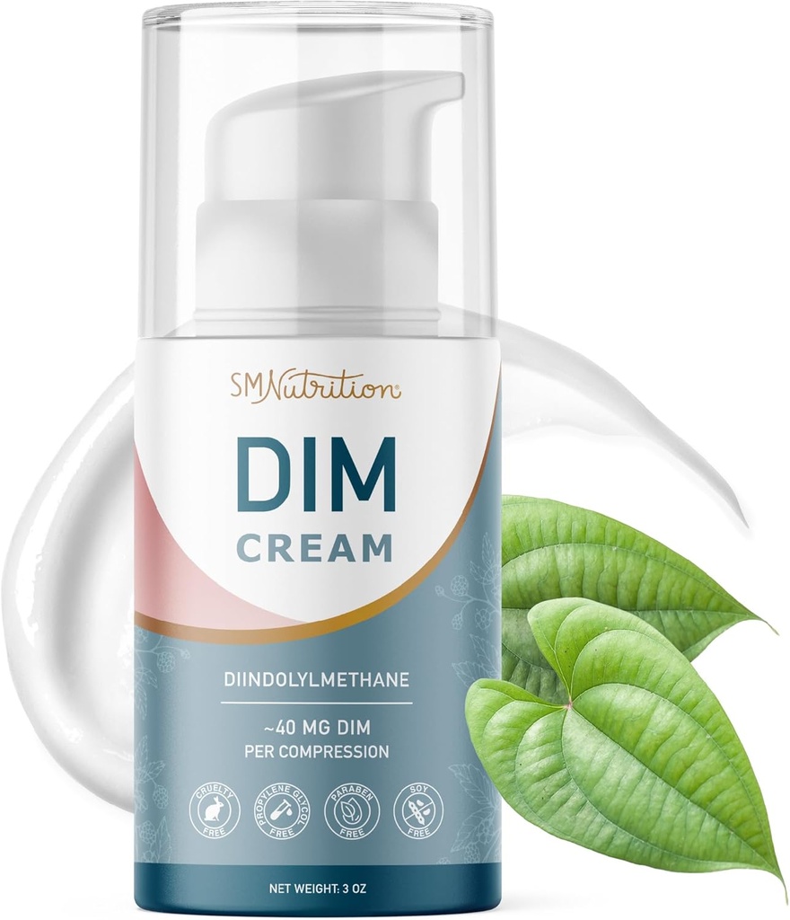DIM Cream Supplement | Hormone Balancing Cream for Women | Diindolylmethane Supports Estrogen Balance & Relief for Menopause, Perimenopause, Hormonal Acne & Hot Flashes | ~40mg Per Serving | Soy-Free