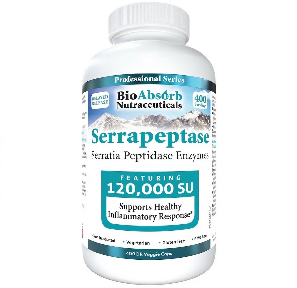 Bio Absorb Nutraceuticals BioAbsorb Serrapeptase Supplement 120000 SPU, High Potency, Delayed Release