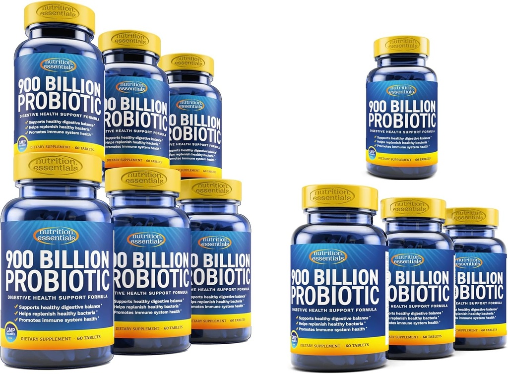 Nutrition Essentials 10 Month Supply Probiotics for Women & Men - Probiotics Digestive Health - 62% More Stable Probiotic for Gut Health Support - USA Made Vegan Probiotics Formula Prebiotic Blend