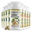 GreeNatr Ginko Biloba & Panax Ginseng Supplement - Red Ginseng Brain Supplement for Memory and Focus - Ginkgo Biloba Supplements for Good Vision, Immune System and Improved Blood Flow - 12 Bottles