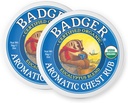 Badger Aromatic Chest Rub, 100% Organic Vaporub w/Eucalyptus & Lavender Essential Oils to Clear & Soothe, All-Natural Chest Congestion Relief for Adults & Kids, 2 oz Tin, 2-Pack