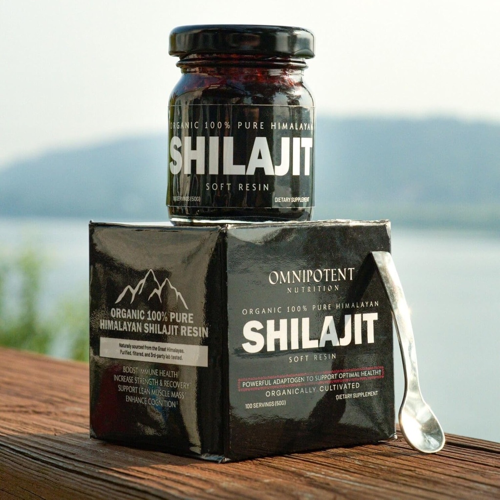 Himalayan Shilajit Resin - Organic Shilajit Supplement Sourced from High Altitudes - 500mg Pure Natural Resin & Fulvic Acid, 85+ Trace Minerals (50g (100 Servings) + Spoon)