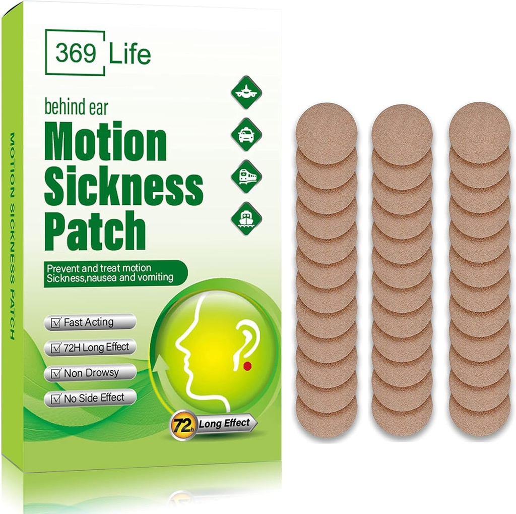 Motion Sickness Patches for Car and Boat Rides, Ships, Cruise and Airplane & Other Forms of Transport - Travel Essentials, for Adults and Kids (36 Count)