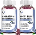 2 Pack Potassium Magnesium Gummies with Potassium Ctrate 200 mg, Magnesium Glycinate 320 mg Plus Calcium, Zinc, Vitamin - Potassium Supplements for Leg Cramps, Heart, Muscles Health Support