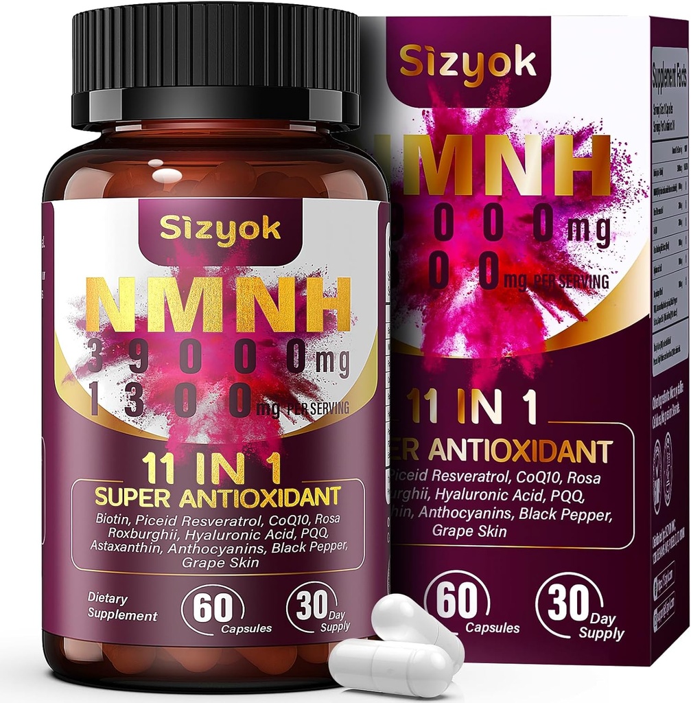 11-in-1 NMNH (Dihydronicotinamide Mononucleotide), 600mg per Serving, NAD+ Supplement with Resveratrol, CoQ10 to Support NAD+ Levels, NMNH Supplement for Anti-Aging, 60 Count, 30 Day Supply-44