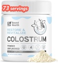 Colostrum Supplement Powder for Humans - Organic Bovine Colostrum Supplement for Gut Health, Hair Growth, Beauty, and Immune Support - Unflavored (73 Servings)