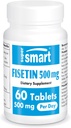 Supersmart - Fisetin 500mg per Day (Easy-to-Take) - 98% Pure Fisetin Supplement - Highly Bioavailable Polyphenol - Potent Senolytic Activator | Non-GMO & Gluten Free - 60 Tablets