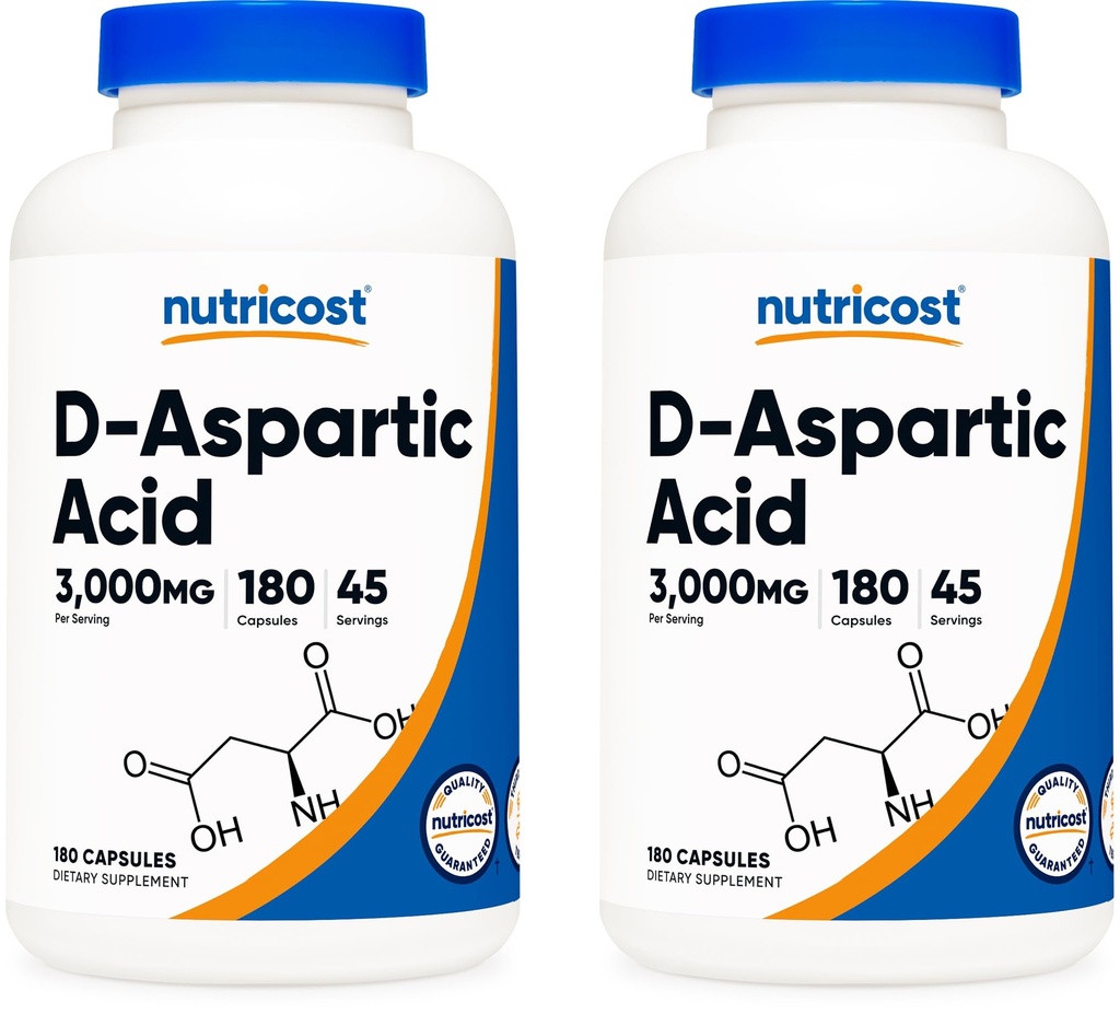 Nutricost D-Aspartic Acid Capsules (180 Caps) (2 Bottles)