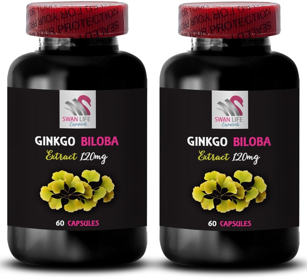 Botanical antioxidant supplement - GINKGO BILOBA EXTRACT - Ginkgo biloba antioxidant benefits, Herbal antioxidant formula, Ginkgo biloba extract benefits, Herbal leaf extract 2 Bottle 120 Capsules
