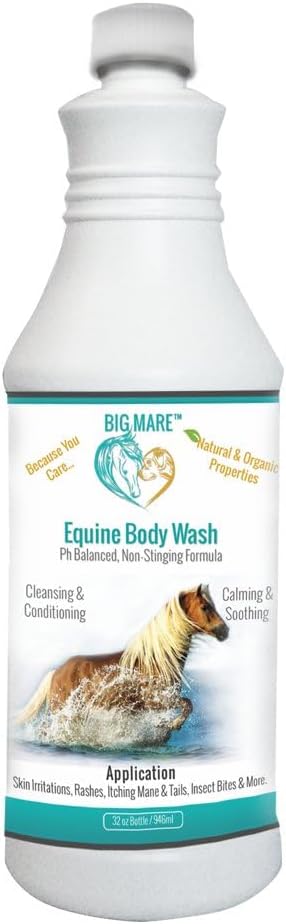 Big Mare Horse Medicated Body Wash | Clinically Proven Effective for Girth Itch, Scratches, Hives, Rain Rot, Dry, Irritated Skin & Hair Loss | Veterinary Approved & Recommended 32 oz Bottle