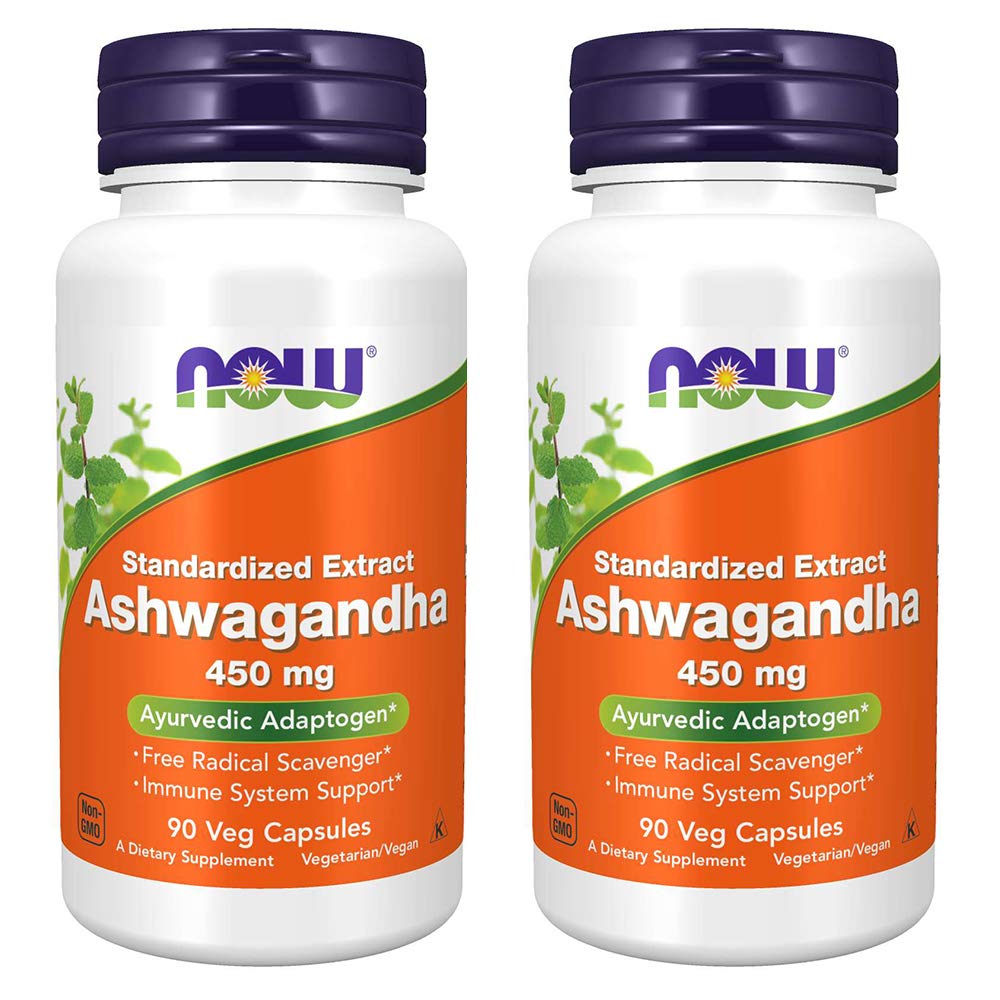 Now Foods Ashwagandha Extract 450mg, 90 VCaps (Pack of 2)
