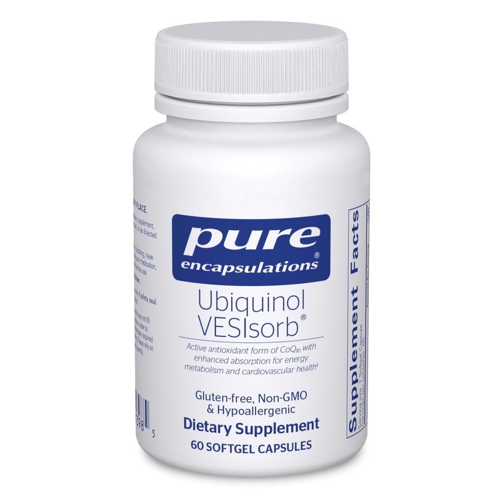 Pure Encapsulations Ubiquinol VESIsorb | Hypoallergenic Supplement | Enhanced Absorption of Active Antioxidant Form of CoQ10 | 60 Caplique Capsules