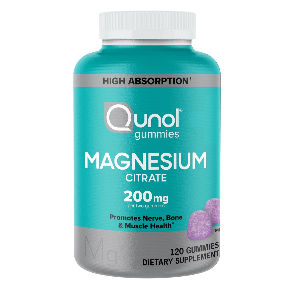 Qunol Magnesium Citrate Gummies 200mg, Vegetarian, 120ct