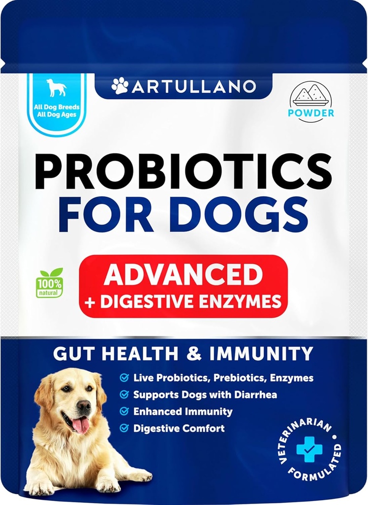 Probiotics for Dogs - Support Gut Health, Itchy Skin, Allergies, Immunity, Yeast Balance - Dog Probiotics and Digestive Enzymes - 30 Sticks